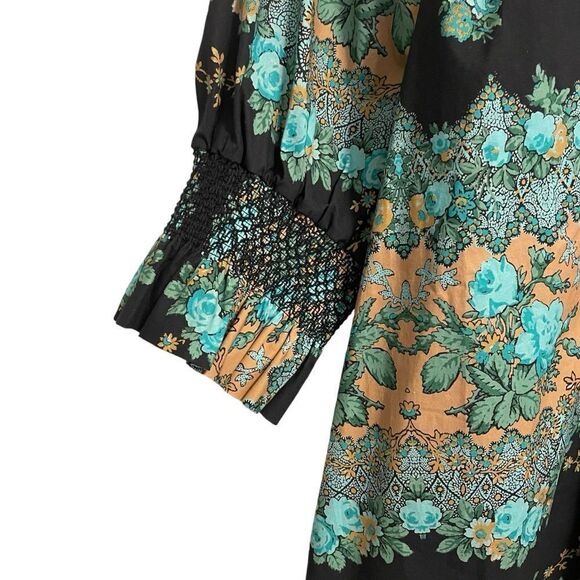 Figue Halima Top Blouse Smocked Floral Short Sleeve Size XL NWT - Picture 6 of 9